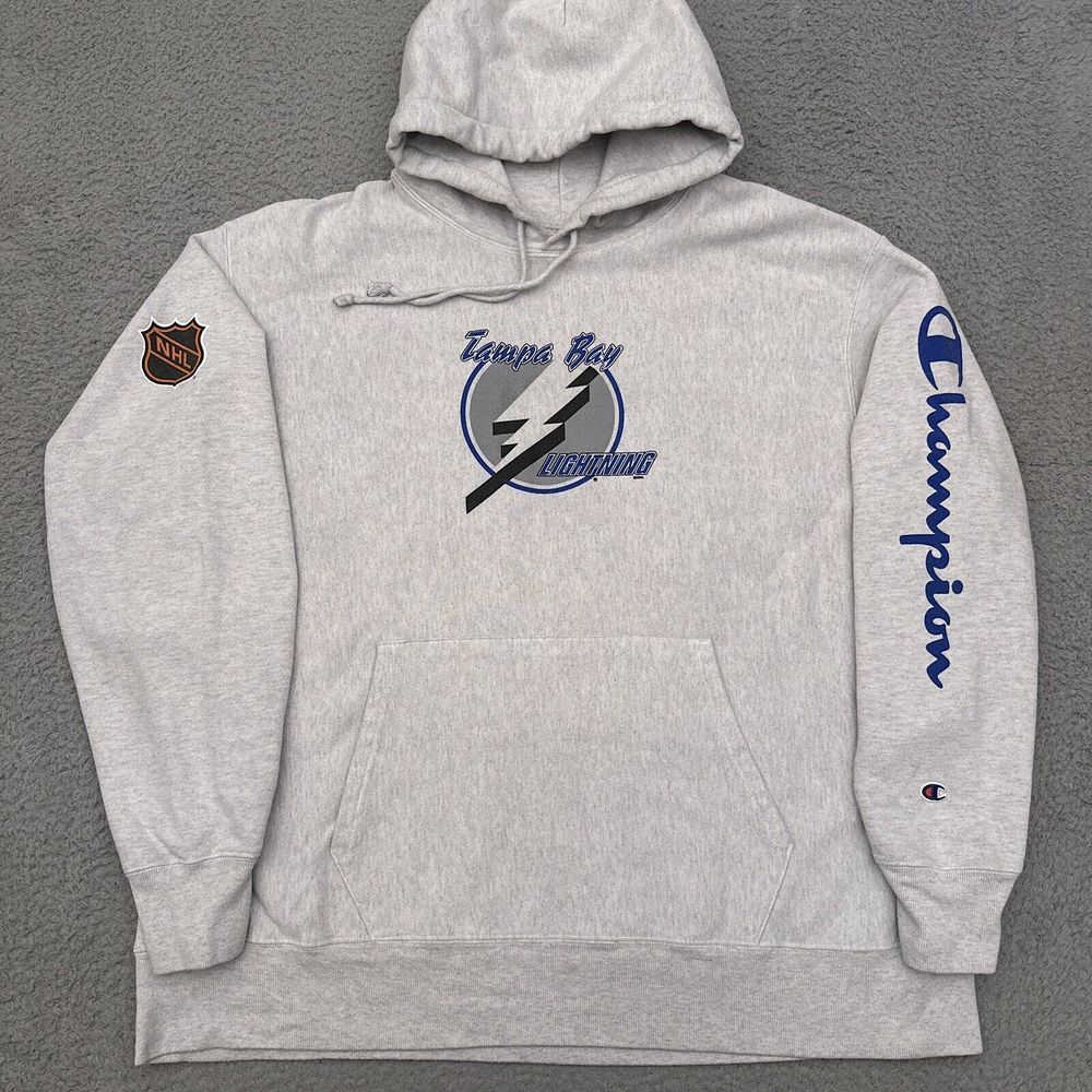 Champion Reverse‎ Weave Tampa Bay Lightning Hoodie Men's 2XL Gray NHL Hockey